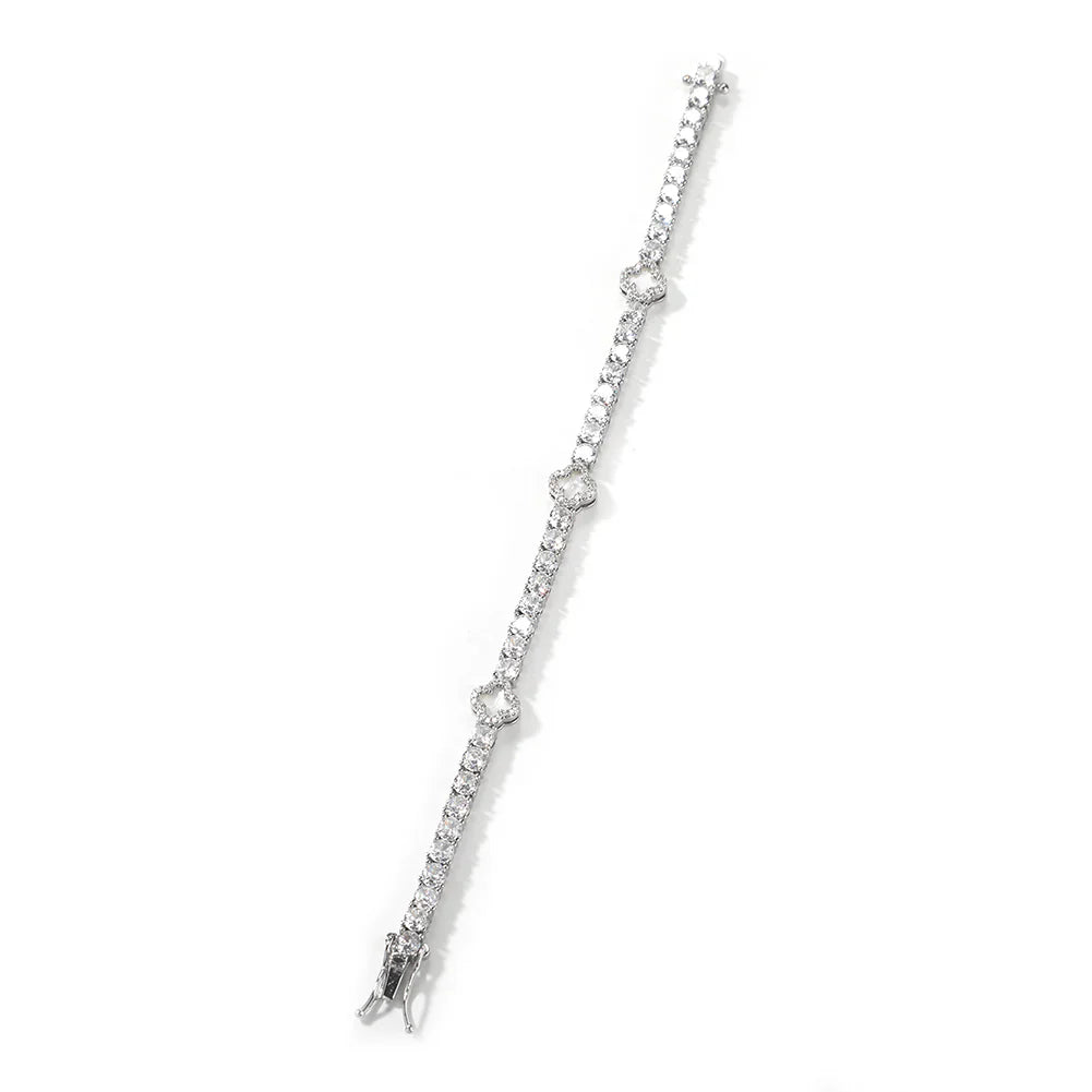 Éclat Clover Armband – Silber / Weiß