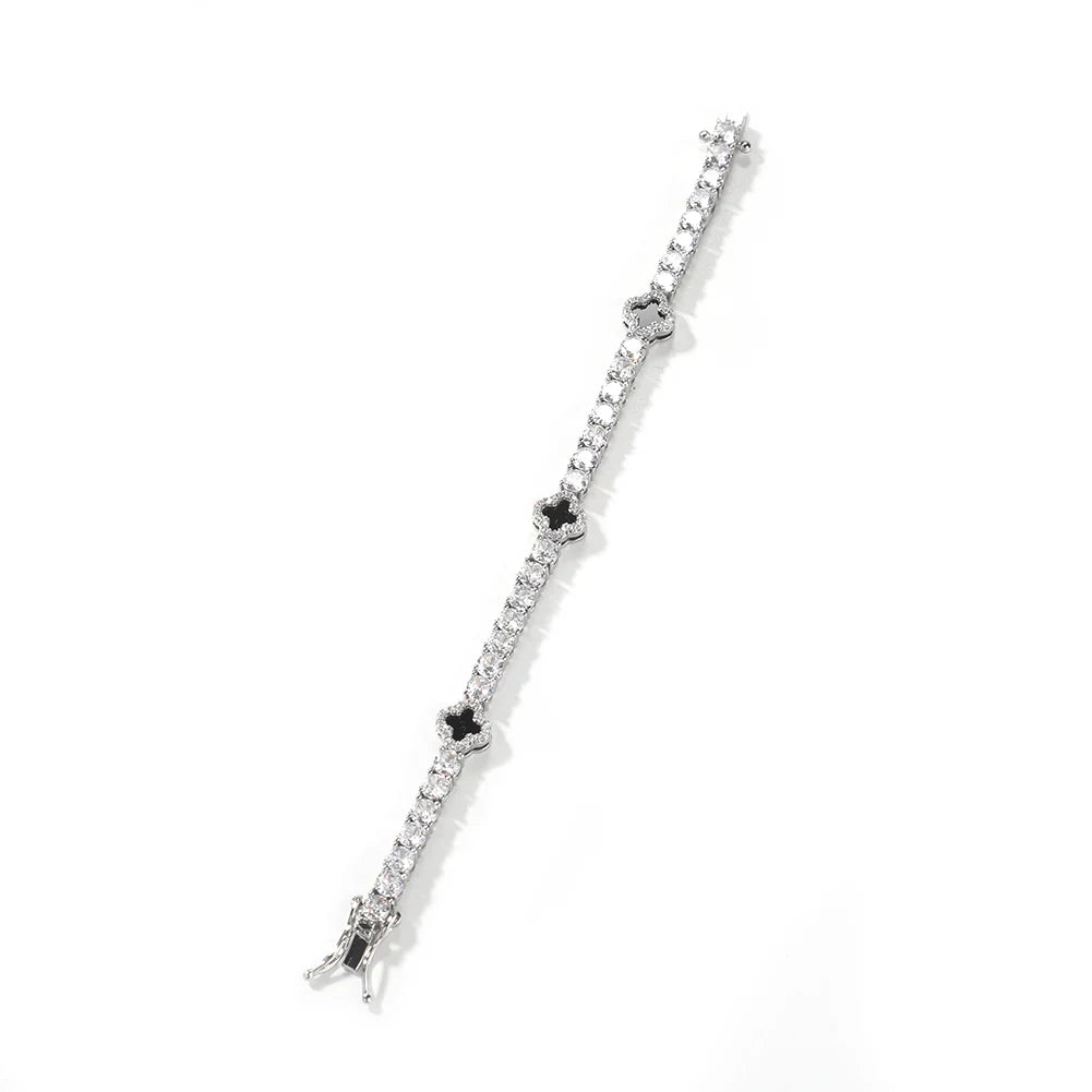 Éclat Clover Armband – Silber / Noir