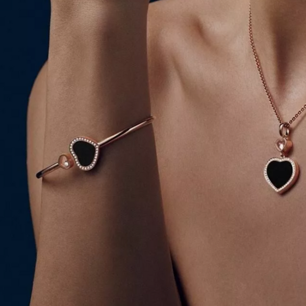 Herz Armreif - Roségold Schwarz